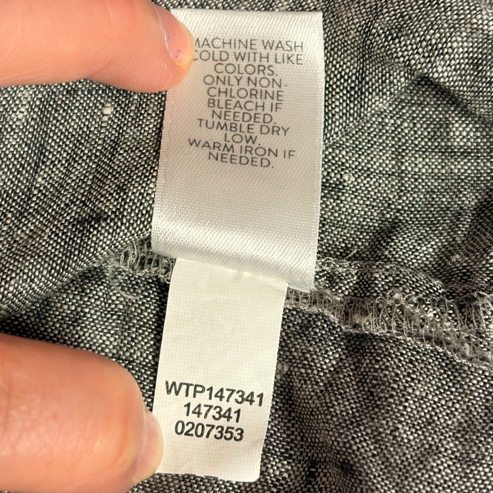 J Jill Love Linen Womens Button Down Tunic Shirt Sz XL Long Sleeve Relaxed Gray - Picture 7 of 9